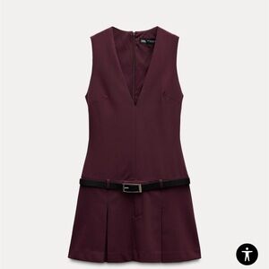 Zara Burgundy Pleated Dress